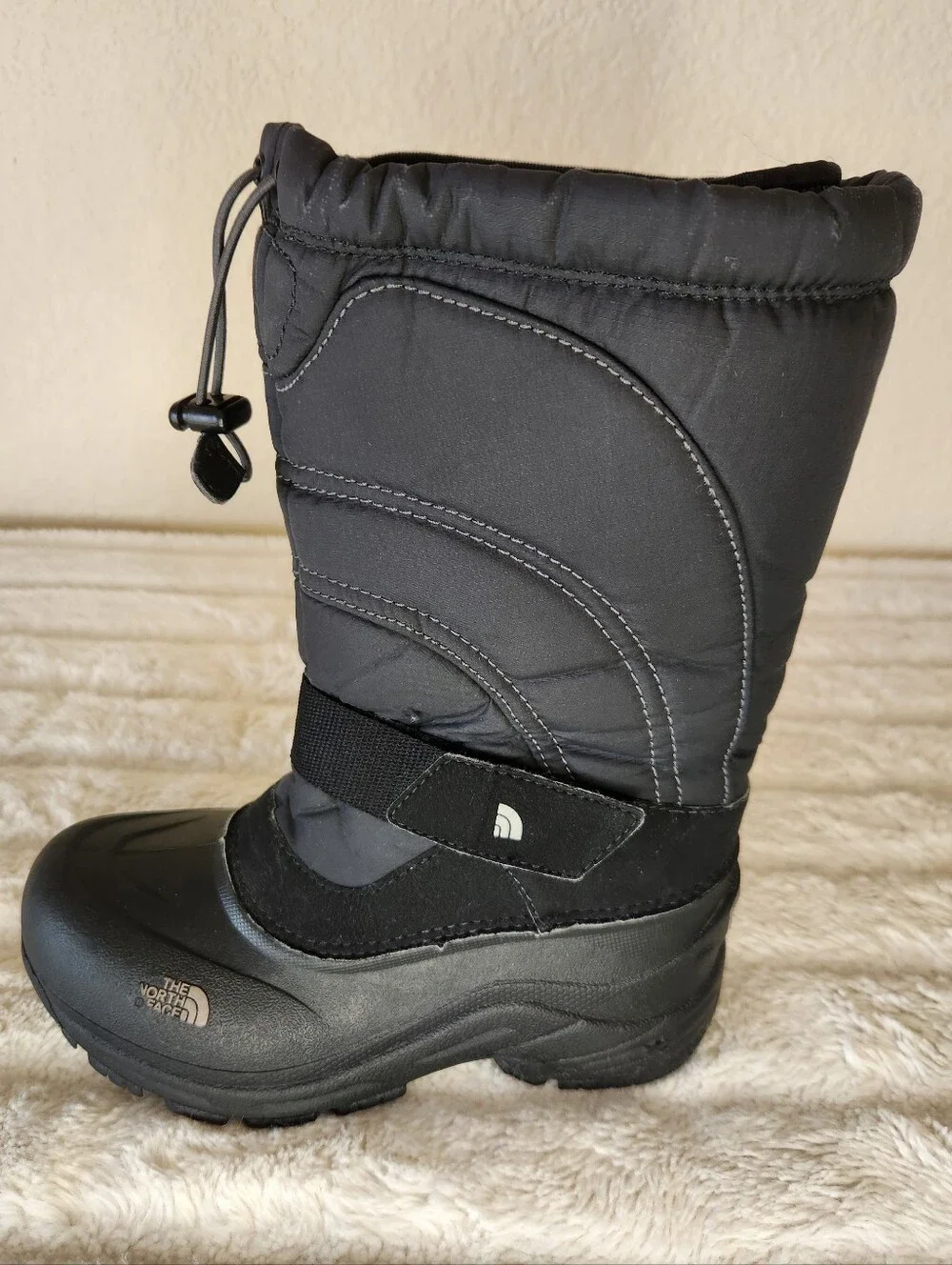 The North Face Black Winter Boot with Hook-and-Loop Strap